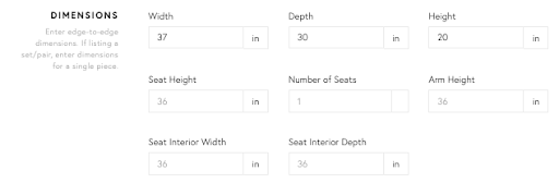 Creating a Listing Dimensions Guide Chairish Help Center